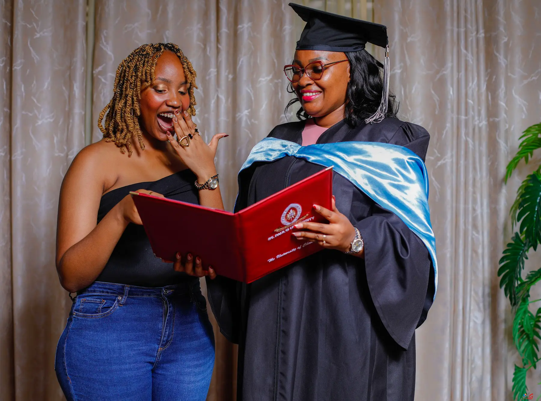 Graduation portrait with family